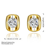 Rose Gold Platinum Plated Earrings AAA Zirconia Push Back .28" L258