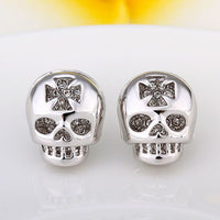 Rose Gold Platinum Plated Earrings Stud Push Back Skull .56" L316
