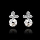 Rose Gold Platinum Plated Earrings Stud AAA Zirconia Push Back .4" L296