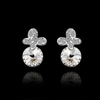Rose Gold Platinum Plated Earrings Stud AAA Zirconia Push Back .4" L296