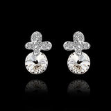 Rose Gold Platinum Plated Earrings Stud AAA Zirconia Push Back .4" L296