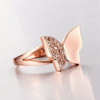 Rose Gold Plated Fashion Ring AAA Zirconia Women Butterfly B247