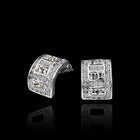 Rose Gold Platinum Plated  Earrings Stud AAA Zirconia Push Back .36" L297