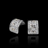 Rose Gold Platinum Plated  Earrings Stud AAA Zirconia Push Back .36" L297
