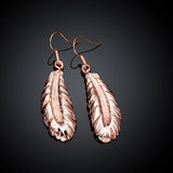 Rose Gold Plated Earrings Drop Dangle Fish Hook Leaf 52" L265