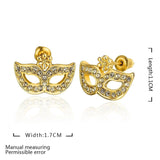 Rose Gold Plated Earrings Zirconia Push Back Mask .68" L257