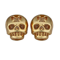 Rose Gold Platinum Plated Earrings Stud Push Back Skull .56" L316