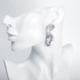 Rose Gold Plated  Earrings Drop Dangle Push Back .52" L264