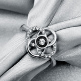 Rose Gold Platinum  Plated Fashion Ring Black AAA Zirconia Women Flower B293