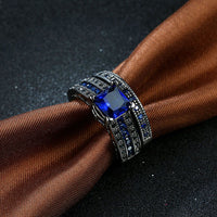 Gold Plated Black Gunmetal P Fashion Set Ring  AAA Zirconia Women B344