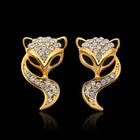 Rose Gold Platinud Plated Stud  AAA Zirconia Fox Earrings L437