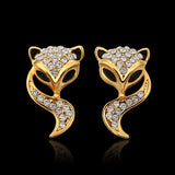 Rose Gold Platinud Plated Stud  AAA Zirconia Fox Earrings L437