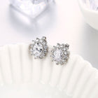 Platinum Plated Colors  Earrings Stud AAA Cubic Zirconia Push Back .48" L246