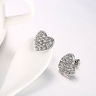 Rose Gold Platinum Plated  Earrings Stud AAA Zirconia Push Back Heart .64" L241