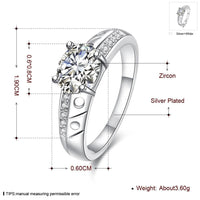 Sterling Silver Plated Birthstone Halo Fashion Ring Blue AAA Zirconia Women B411