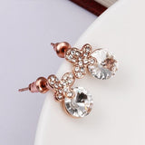 Rose Gold Platinum Plated Earrings Stud AAA Zirconia Push Back .4" L296