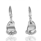 Platinum Plated Earrings Drop Dangle Zirconia Fish Hook Feet Foot .52" L248