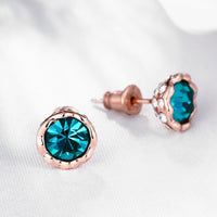 Rose Gold Plated Earrings Stud Czech Drill AAA Zirconia Push Back .34 L172