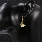 Rose Gold Plated Earrings Drop Dangle AAA Zirconia Leverback Butterfly .6" L231