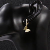 Rose Gold Plated Earrings Drop Dangle AAA Zirconia Leverback Butterfly .6" L231