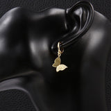 Rose Gold Plated Earrings Drop Dangle AAA Zirconia Leverback Butterfly .6" L231