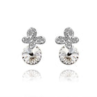 Rose Gold Platinum Plated Earrings Stud AAA Zirconia Push Back .4" L296