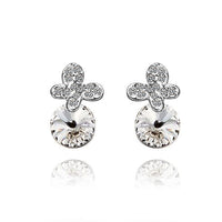 Rose Gold Platinum Plated Earrings Stud AAA Zirconia Push Back .4" L296