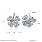 Rose Gold Platinum Plated  Earrings Stud AAA Zirconia Push Back Clover .48" L251