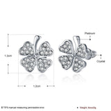 Rose Gold Platinum Plated  Earrings Stud AAA Zirconia Push Back Clover .48" L251