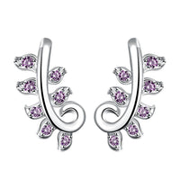 Sterling Silver Plated Purple Earrings Ear Cuff AAA Zirconia Push Back .32" L433