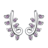 Sterling Silver Plated Purple Earrings Ear Cuff AAA Zirconia Push Back .32" L433