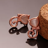 Rose Gold Plated Earrings Stud Push Back Cat .48" L263
