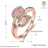 Rose Gold Plated Fashion  Ring AAA Zirconia Women Leaves B243