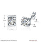 Rose Gold Platinum Plated Earrings Stud AAA Zirconia Push Back .24" L323