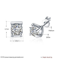 Rose Gold Platinum Plated Earrings Stud AAA Zirconia Push Back .24" L323