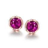 Rose Gold Plated Earrings Stud Czech Drill AAA Zirconia Push Back .34 L172