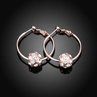 Rose Gold Platinum Plated  Earrings Drop Dangle AAA Zirconia French Clip.4" L242