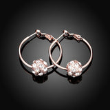 Rose Gold Platinum Plated  Earrings Drop Dangle AAA Zirconia French Clip.4" L242