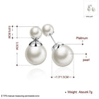 Rose Gold Platinum Plated Earrings Stud Synthetic Pearl Push Back .60" L178