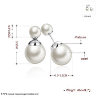 Rose Gold Platinum Plated Earrings Stud Synthetic Pearl Push Back .60" L178