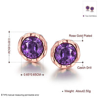 Rose Gold Plated Earrings Stud Czech Drill AAA Zirconia Push Back .34 L172