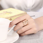 Rose Gold Platinum Plated Fashion Ring Women Open Double Line B171