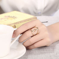 Rose Gold Platinum Plated Fashion Ring Women Open Double Line B171