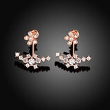 Rose Gold Platinum Plated  Earrings AAA Zirconia Push Back Flowers .72" L224