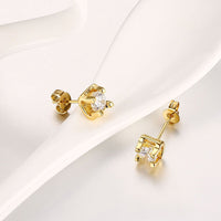 Rose Gold Platinum Plated Earrings Stud AAA Zirconia Push Back .24" L323