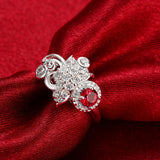 Sterling Silver Plated Fashion Ring Red AAA Zirconia Women B413