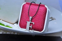 Stainless Steel Leather Necklace Pendant Lover Letter Initial Alphabet