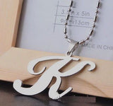 Stainless Steel Leather Necklace Pendant Lover Letter Initial Alphabet