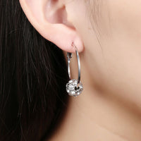 Rose Gold Platinum Plated  Earrings Drop Dangle AAA Zirconia French Clip.4" L242