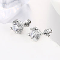 Rose Gold Platinum Plated Earrings Stud AAA Zirconia Push Back .24" L323